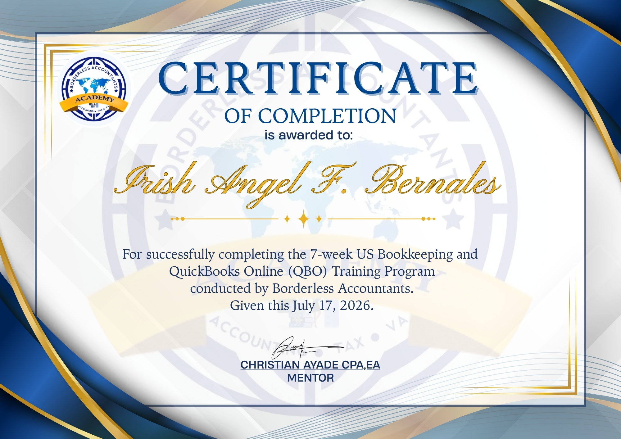 Certificate of Completion